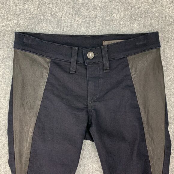 Rag & Bone Pop Jegging Women 25 Midnight Denim Lamb Leather Panel Stretch Skinny - Picture 3 of 13